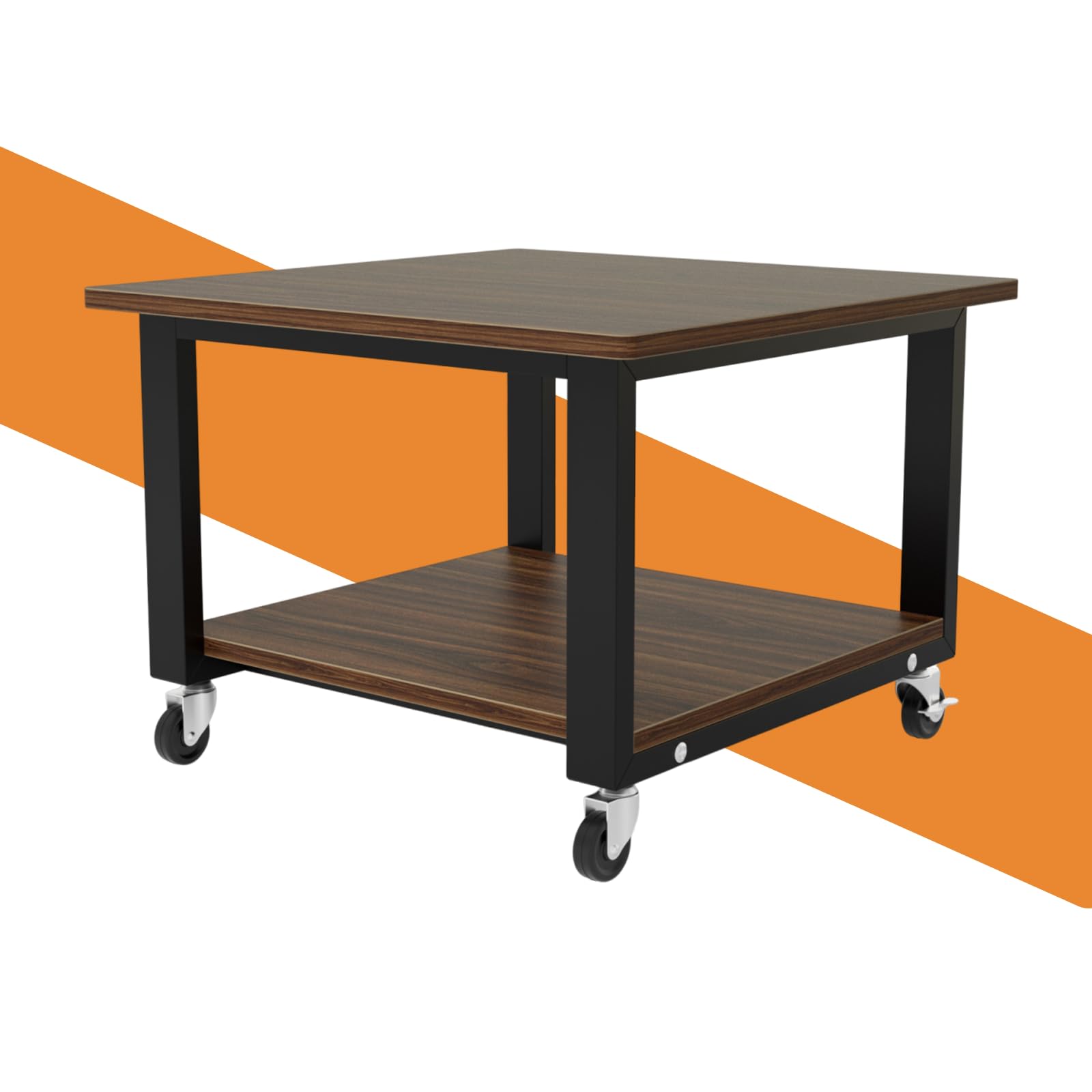 ブラウンカラーのDEWELプリンター台|二段式収納ラック